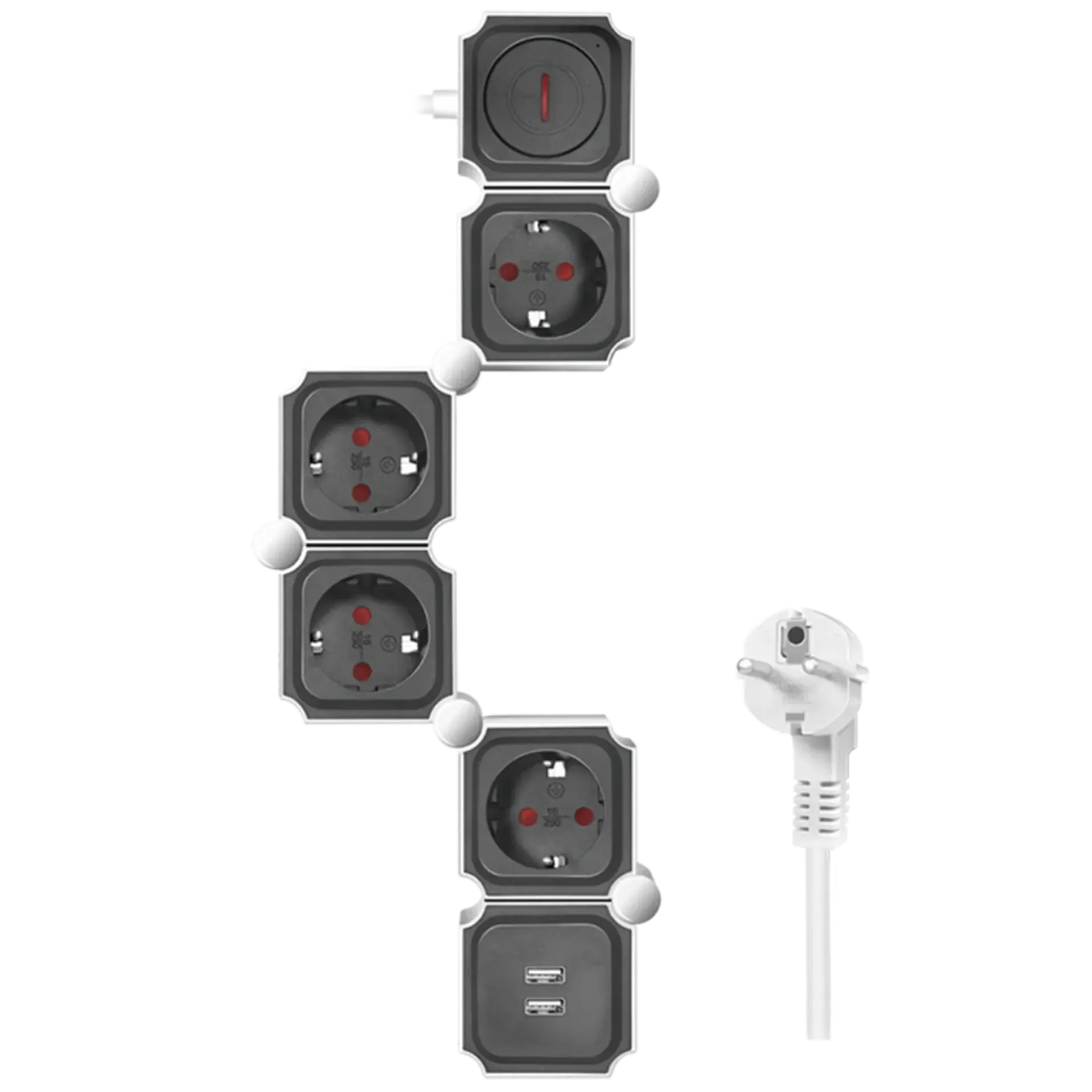 LOGILINK 4xSchuko + 2xUSB Fleksibilni produžni kabl 1.5m
