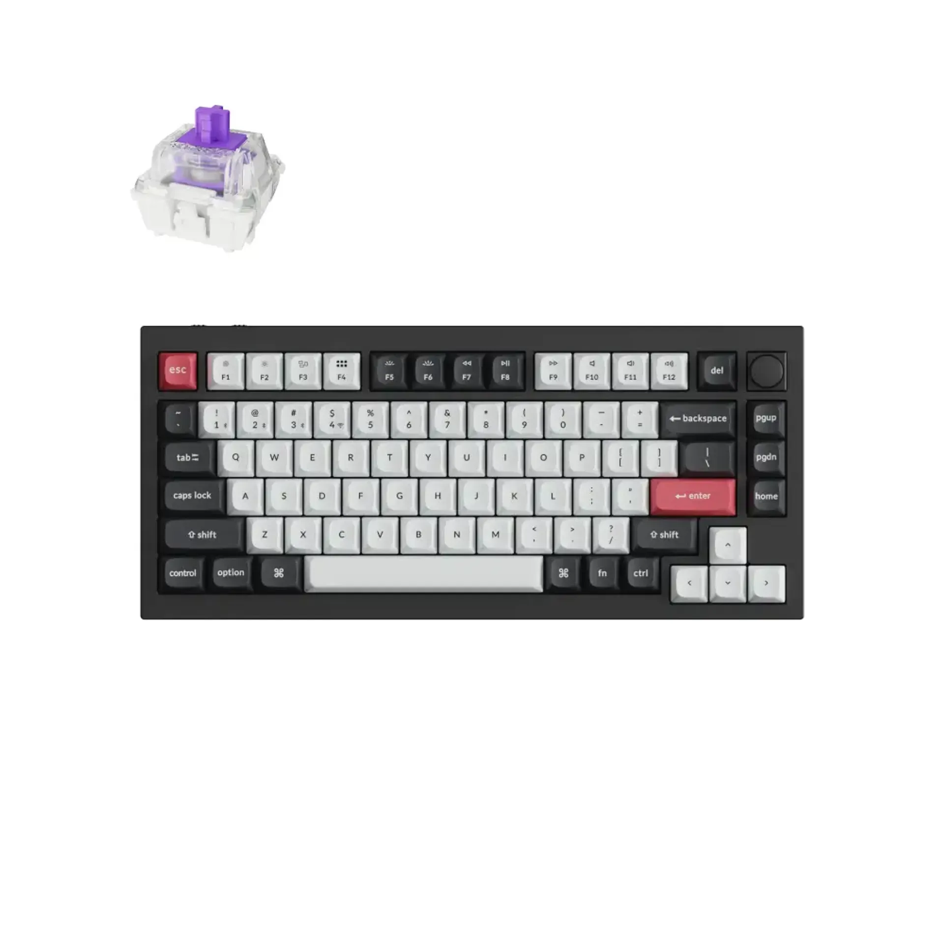 KEYCHRON Q1H-M1 Carbon Black Fully Assembled Knob Bežična tastatura