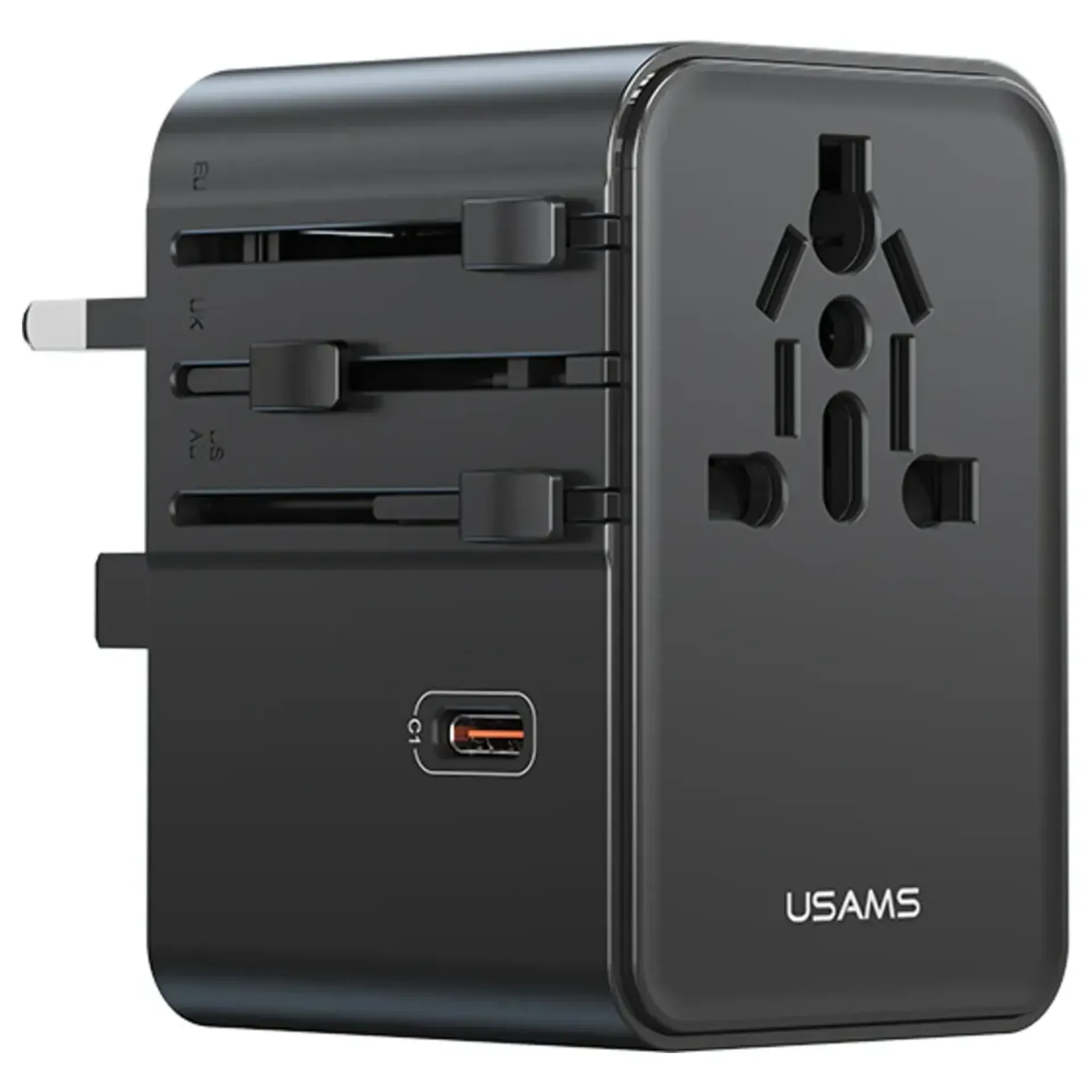USAMS 3 x USB-C 2 x USB-A 70W Black Putni adapter