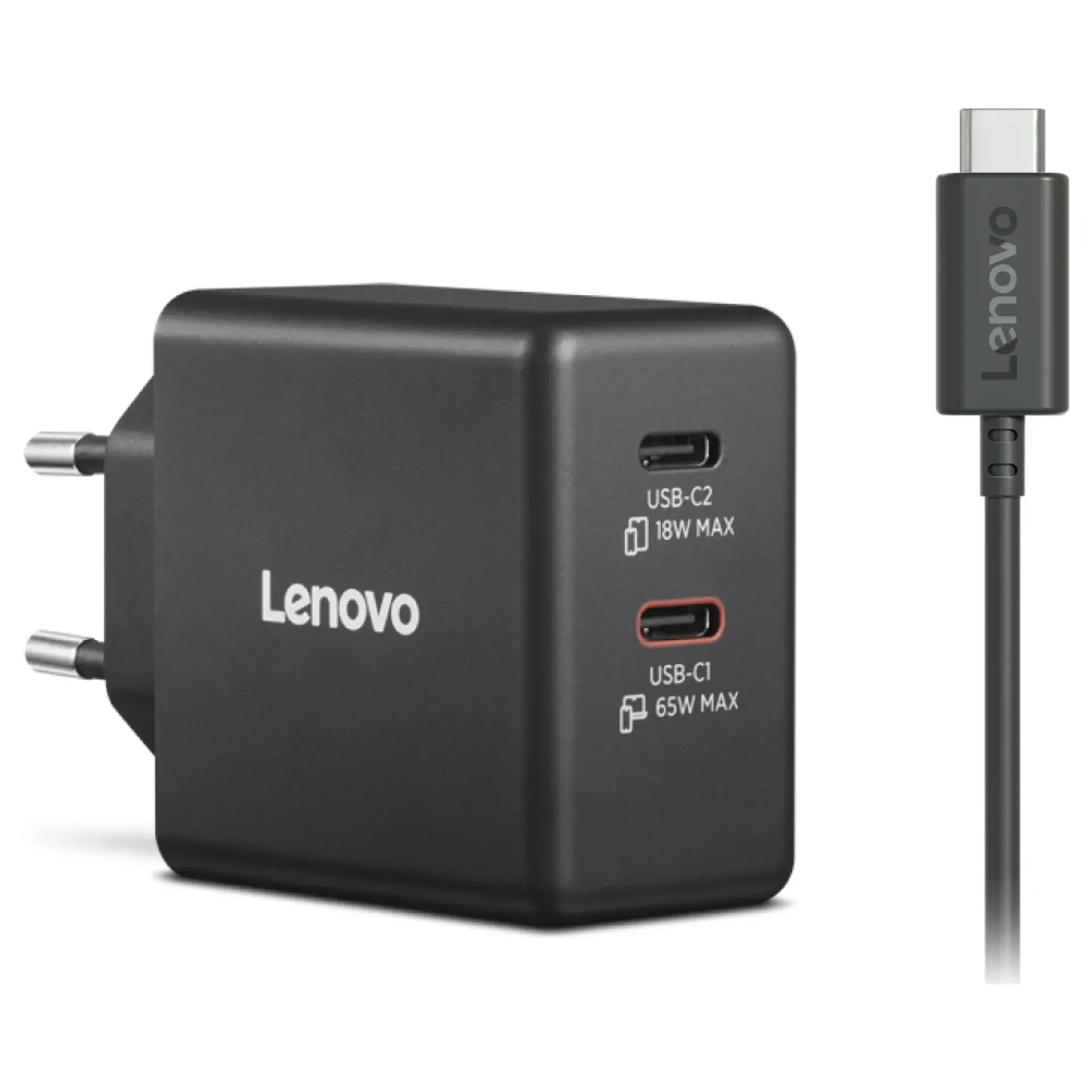 LENOVO Dual USB-C 65W GaN Black Punjač za laptop