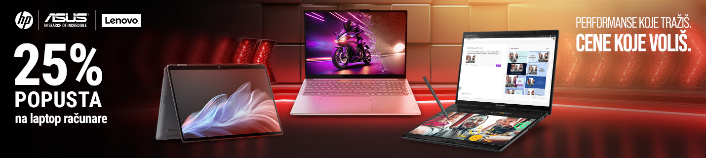 25% popusta na HP, ASUS i Lenovo laptop računare